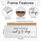 FZZHYQCHY Give It To God And Go To Sleep Above Bed Wall Decor Art 24"X10" Master Bedroom Over Bed Wall Wood Framed Sign (White)