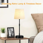 Cordless Table Lamps Set of 2 – Battery Operated Lamp with 7500mAh Rechargeable Battery, Stepless Dimmable Black Lamps with Beige Shade, Wireless Lamps for Dining Room & Nightstand (Bulbs Included)