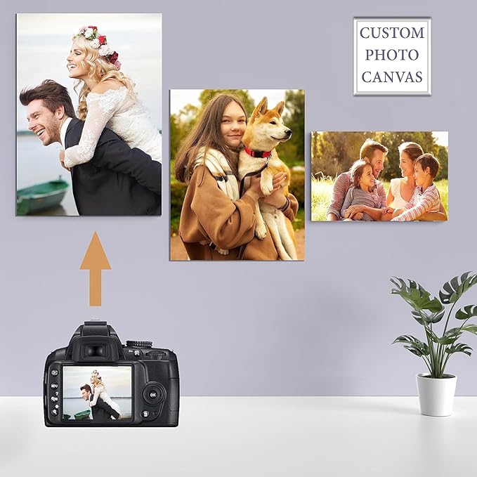 Custom Canvas Prints With Your Photos, Customized Picture On Canvas Print, Personalized Wall Framed Gifts for Family Anniversary Baby Pet Wedding Christmas Graduation Decor for Men/Women 20 x 24in