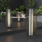 Outdoor Floor Lamp Weather-Resistant Outdoor Wicker Light Solar Powered Lantern Deck Lights for Patio Yard Garden
