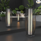 2 Pieces Outdoor Floor Lamp Weather-Resistant Outdoor Wicker Light Solar Powered Lantern Deck Lights for Patio Yard Garden