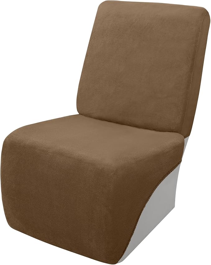Arfntevss Sectional Recliner Couch Covers Velvet Corner Sectional Sofa Cover for Reclining Couch Stretch Soft L Shape Recliner Slipcover Washable Additional Seat Protector (1 Seat Cover, Light Brown)