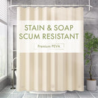 AmazerBath Shower Curtain Liner, 72x72 Beige Shower Curtain Liners, Lightweight Plastic Shower Liner, Cute PEVA Waterproof Cream Shower Curtains for Bathroom with 3 Magnets and 12 Grommets