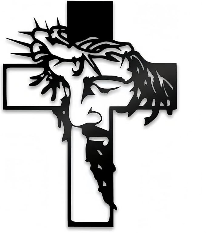 Black Jesus Crosses Wall Decor Crosses Metal Wall Art Suitable For Christmas Religious Home Living Room Wall Sculptures Rustic Church Decor Baptism Gift Ideas 9.84 * 12.59" in