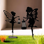 Solar Fairy Garden Decor Lights, 2 Packs, Metal Hanging Lanterns with Warm Solar Glow – Exquisite Gifts for Women, Mom, Friends (Fairy Hanging Lantern)