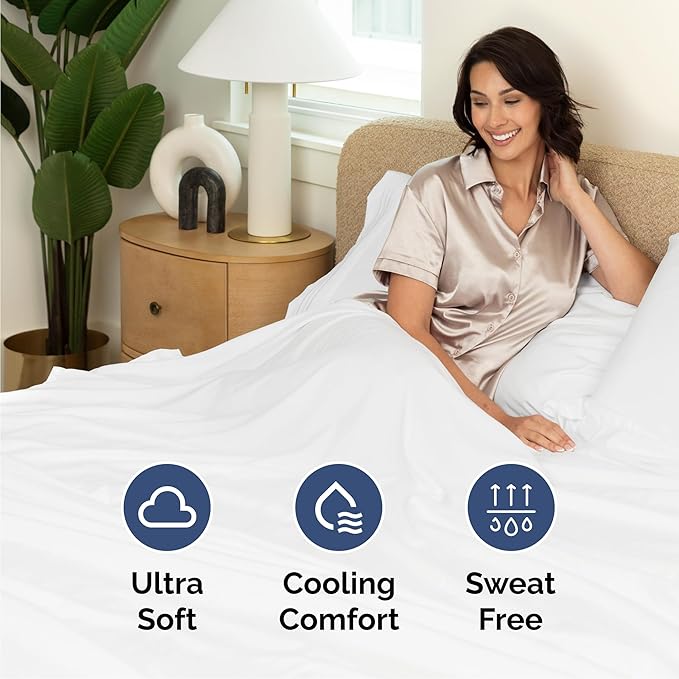 Cal King Sheets Set 6 Piece - Includes 4 Pillowcases - Bed Sheets Cal King Size - Soft Hotel Luxury Bedding - Cooling, Comfy & Breathable - 1 Flat & 1 Fitted & 4 Pillowcases w/ Deep Pockets - White