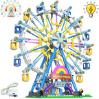 Upgrade Rotating Ferris Wheel Building Blocks Set Toys for Kids with Light Carnival Amusement Park Construction Kits Birthday Halloween for Boys Girls（813pcs）