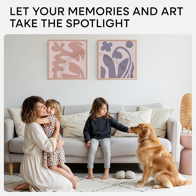 Homeforia 16x16 Picture Frame Rose Gold, High End Metal 16 x 16 Square Poster Frame with Mat 12 x 12 Photo, 16x16 Frame Matted to 12x12 Print, 16by16 Hanging Frames, Tempered Glass, Wall Kit, Set of 1