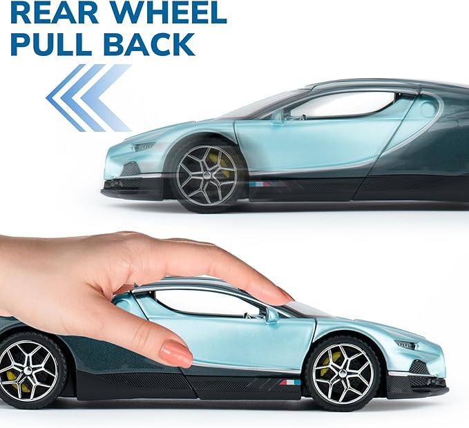 Car Toys for Boys 1 32 Diecast Cars Collectibles Car Model Kit,Metal Toy Car for Boys and Girls,Pull Back Cars with Lights and Sounds,Cars for Kids Ages 3-5（Blue）