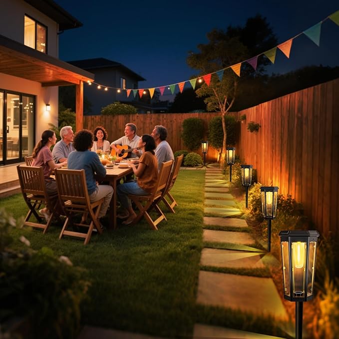 Solar Pathway Lights, Upgraded Solar Bright LED Path Lights, Outdoor Waterproof Garden Landscape Lighting with 2 Lighting Modes & Auto On/Off, for Yard, Landscape, Patio, Lawn, Path, Walkway, Driveway