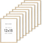 HAUS AND HUES 12 by 18 Picture Frame Set of 9-12 x 18 Poster Frame, 18x12 Light Wood Frame, 12x18 Frame, 12 x 18 Frame Natural Wood, 12 x 18 Picture Frame Wooden (Beige Frame)