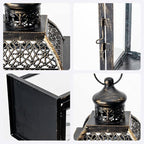 DECORKEY Lanterns Decorative Indoor&Outdoor, 14.4'' Large Black Square Hanging Lanterns, Vintage Metal Candle Holder for Outdoor Patio Front Door Porch Wedding Party Decor