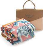 Vintage Throw Blanket Pure Cotton Soft Cozy Breathable Blanket for Couch Reversible Floral Printed Outdoor Throw Blanket Home Decor (60"x80",03-Colorful Art)