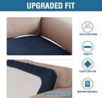 H.VERSAILTEX Velvet Stretch Individual Couch Cushion Cover Plush Slipcover for Loveseat Sofa Furniture Protector Seat Cover (1 Piece Loveseat Cushion Cover, Navy)