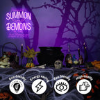 Please Don't Summon Demons in the Bathroom Neon Sign Gothic Wall Art Dimmable Purple Letter LED Neon Light Spooky Bat Neon Wall Sign for Bedroom Bathroom Man Cave Bar Halloween Party Decor