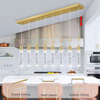 8-Lights Modern Crystal Chandeliers for Kitchen Island Pendants Lighting Fixture for Dining Room LED Ceiling Light for Hallway Foyer 6000K Sliver