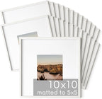 HAUS AND HUES Square Picture Frames 10 x 10 Set of 25 - Photo Gallery Wall Frame Set, Wood Frames With Mat, White Oak