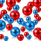 Blue Red Vase Filler | 150PCS Pearls Bead for Centerpieces Vases | 8/14/20 mm No Hole Beads, Fake Pearls for Birthday, Wedding, Christmas, Anniversary Theme Party Table Centerpieces Decor