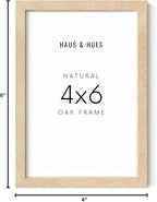 HAUS AND HUES Solid Oak 4x6 Picture Frame for Wall or Tabletop - Natural Wood Frame 4x6, Beige Photo Frame 4x6 for Walls, 4x6 Wood Picture Frame, 4 by 6 Picture Frame, 4x6 Frames for Pictures