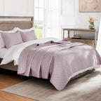 Exclusivo Mezcla Reversible Full Queen Quilt Bedding Set with Pillow Shams, Lightweight Quilts Queen Size, Soft Bedspreads Bed Coverlets for All Seasons - (Lilac Ash, 90"x96")