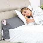 Wedge Pillow Headboard | Soft Headboard Pillow with 2 Side Packets, Triangle Pillow Wedge for Headboard, Bed Gap Filler Headboard Wedge Pillow, Ideal Bed Wedge Pillow for Headboard - King