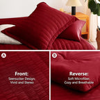 CozyLux Full Size Comforter Sets with Sheets Seersucker 7 Pieces Dark Red Bed in a Bag Textured Luxury Soft Bedding Set with Down Alternative Comforter, Sheets, Pillowcases & Shams for All Seasons