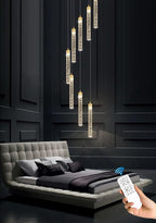 8-Light Led Chandelier, Gold Crystal Modern Led Chandelier for Dining Room, Luxury Enterway Led Dimmable Pendant Lights Fixture with Remote Control Flush Mount