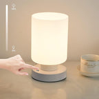 Cordless Bedside Lamp, Portable Rechargeable Table Lamps for Bedroom for Night Stands, Touch Stepless Dimmable Desk Lamp, Warm LED Bulb, Cylindrical Shape, 1 Set, White