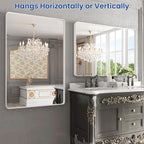 WEER White Bathroom Mirror 48X32 Inch, Rounded Rectangle White Metal Frame Mirror, Matte White Bathroom Vanity Mirror with Tempered Glass, Anti-Rust, Hangs Horizontally or Vertically