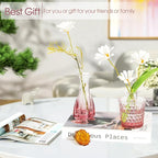 Pink Glass Bud Vases Set of 12, Vintage Mini Vases for Centerpieces, Glass Bud Vase in Bulk for Wedding Decor, Single Flowers, Office and Home Table Flower Décor