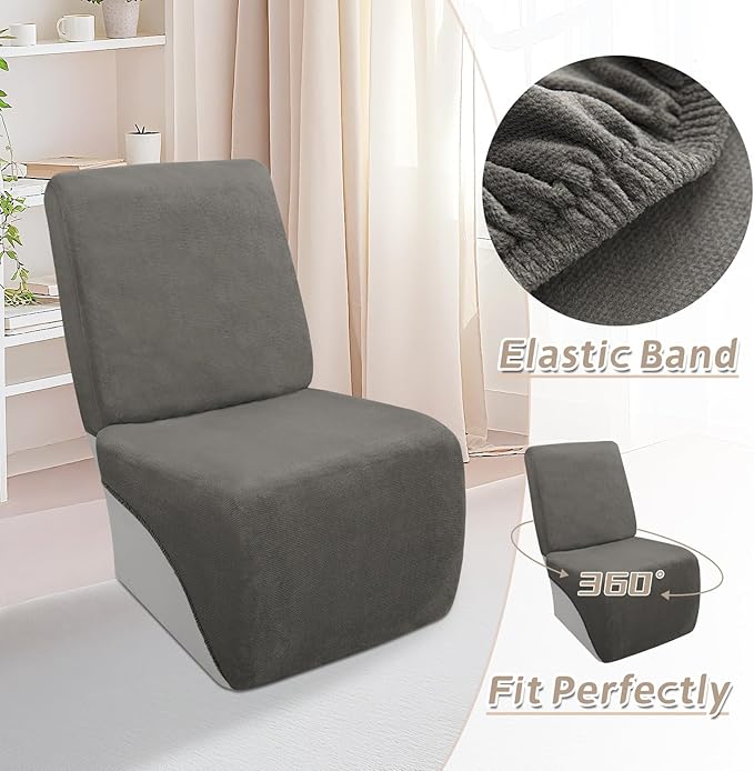 Arfntevss Sectional Recliner Couch Covers Velvet Corner Sectional Sofa Cover for Reclining Couch Stretch Soft L Shape Recliner Slipcover Washable Additional Seat Protector (1 Seat Cover, Dark Gray)