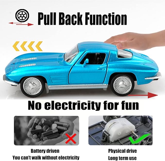 1/36 Scale 1963 Chevy Corvette Diecast Cars Models,Pull Back Vehicles Toy Cars,Cars Gifts for Boys Girls