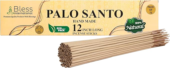 Bless-International-Palo-Santo 100%-Natural-Handmade-Incense-Sticks Organic-Chemicals-Free-for-Relaxation-Positivity-Yoga-Meditation 12-Inches-1-Hour-Plus-Burning-Time-150-Sticks-14-OZ