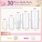 30pcs Glass Vase Cylinder Vases for Centerpieces Small Flower Glass Clear Vases Home Decor Centerpiece Table Flower Vase Decorations for Wedding Decoration＆Holiday Mixed Sizes Tall