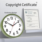 AKCISOT Wall Clock 10 Inch Silent Non-Ticking Modern Clocks Battery Operated - Analog Classic for Office, Home, Bathroom, Kitchen, Bedroom, School, Living Room(Olive Green)