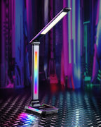 WILIT Gaming Desk Lamp,Music Sync Color Changing Rhythm Light with Wireless Charger and USB Charging Port, LED RGB Ambient Light, Aluminum Alloy Body Touch Table Lamp for PC, Room Decoration(Black)