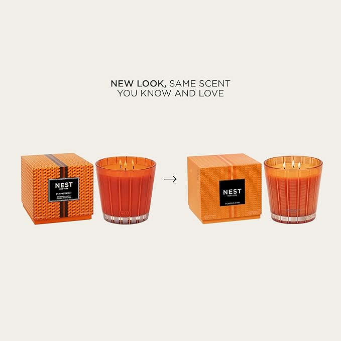 NEST New York Scented 3-Wick Candle, Pumpkin Chai - 21.2 oz - Up to 100-Hour Burn Time - Reusable Glass Vessel