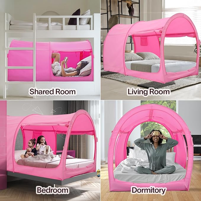 LEEDOR Bed Tent Dream Tents Bed Canopy Shelter Cabin Indoor Privacy Warm Breathable Pop Up Twin/Full/Queen for Kids and Adult Patent Pending(Mattress Not Included)