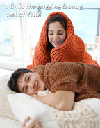 YnM Chunky Throw Blanket, Medium-Weight, Hand Knitted, Skin Friendly, Ventilated and Breathable, Machine Washable, Home Décor Piece for Couch, Sofa and Bed (Exotic Orange, 50x70 Inch)