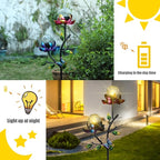 VCUTEKA Solar Garden Light Solar Flowers Light with LED Crackle Glass Globe Solar Lights Outdoor Metal Garden Stake Wind Spinner for Garden Decoration, Patio Decor, Yard Decor and Gift for Mother