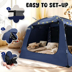 Bed Tent Bed Canopy Breathable 100% for Adult and Kids Light Reduction Sleeping Dream Tents Indoor Portable Big Space with String Light 4 Doors Twin Full Queen King Size