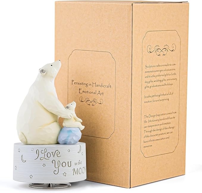 AIDLNS Polar Bear Music Box Figurine, Birthday Gifts for Daughter Son Mom Dad Kids Christmas Anniversary, Sculpted Hand-Painted Musical Figure Plays You are My Sunshine Tune