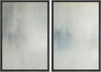 SIGNFORD Framed Canvas Print Wall Art Set Soft Gray and Blue Abstract Neutral Illustration Modern Art Decorative Nordic Nature for Living Room, Bedroom, Office - 16"x24"x2 Black
