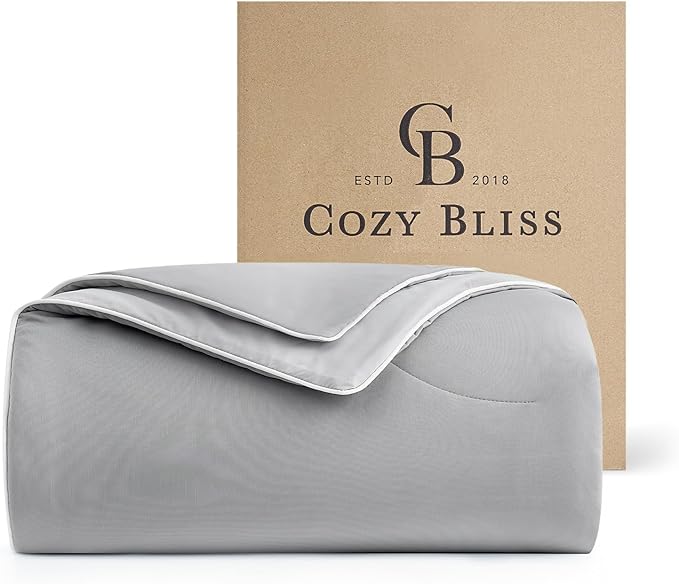Cozy Bliss Cooling Comforter Queen Size Dual-Sided, Ultra-Soft Cooling Blankets for Hot Sleepers and Night Sweats, Breathable Lightweight Silky Smooth, Cool Grey