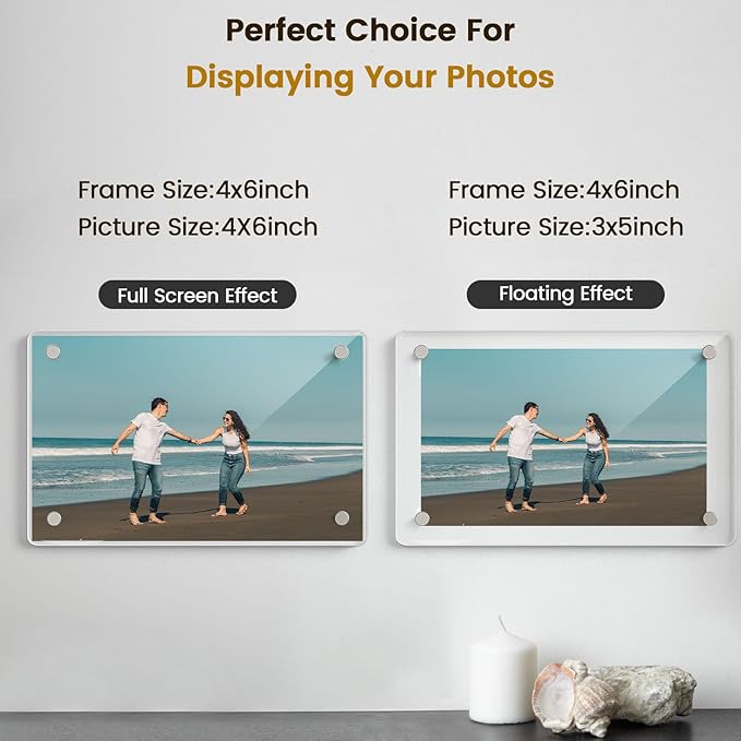 DomeStar 4 x 6 Magnet Picture Frames for Fridge 4 Pack, Acrylic Fridge Magnetic Frames for Photo Postcard Office Home Decor