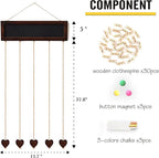 Picture Frames Collage Display Board with 30 Clips - Multi Photos Cards Organizer with Adjustable Twines and Magnetic Blackboard - DIY Wall Decor Hanging Picture Holder 15.7x5 Inches