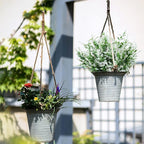 8 Pack Artificial Plants Flowers Grass Shrubs No Fade Faux Plastic Flowers Outdoor for Vases Farmhouse Garden Porch Patio Office Indoor Wedding Decoration Greenery Fake Plants (5#White)