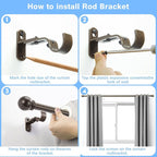 Curtain Rods for Windows 16 to 92 Inches, Curtain Rod Max Adjustable Length of 104 IN, 1" Diameter Drapery Rods Round Finials, Brown, Pack of 1