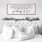 Goodness of God Framed Wall Art, 40''×15'' Positive Religious Natural Bible Verse for Christian God Jesus Christ Prayer, Vintage Rustic Long Holy Catholic Scripture Decor