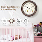 Geevon 12" Vintage Wall Clock Non Ticking with Hygrometer and Thermometer Combo,Battery Operated Quartz Decorative Wall Clocks for Home,Living Room,Office,Classroom,Kitchen,Bedroom Decor